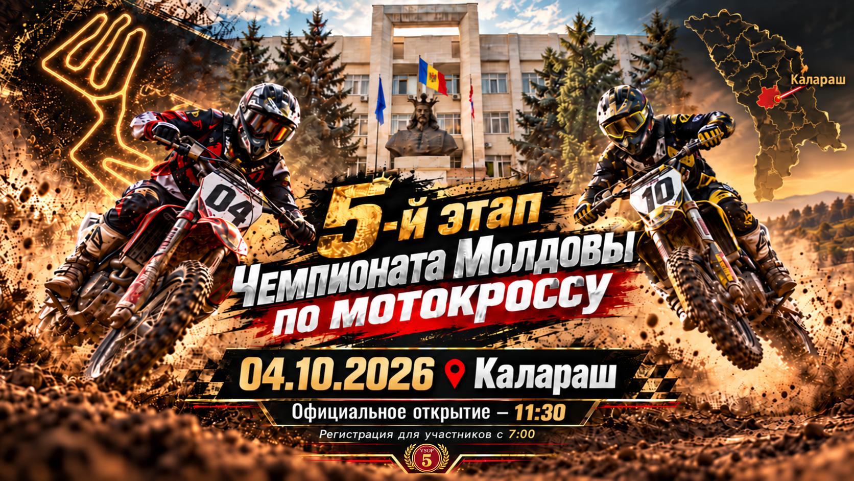 Баннер 5-го этапа Чемпионата Молдовы по мотокроссу в Калараше
